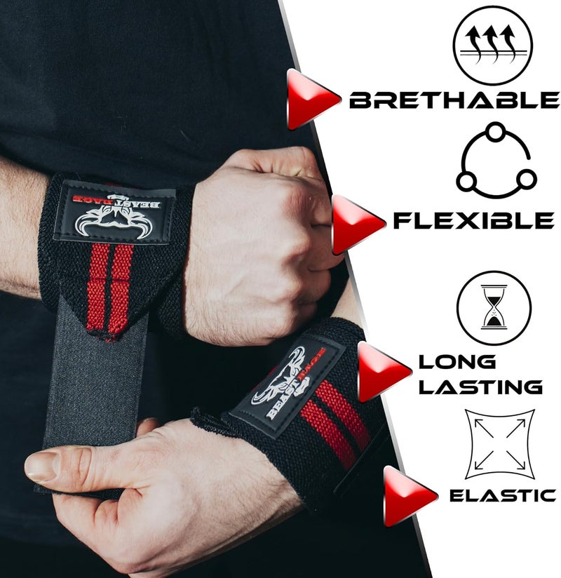 BEAST RAGE Wrist Wraps for Weightlifting - Adjustable Lifting Straps With Thumb Loop for Enhanced Gym Support, Powerlifting, Bodybuilding and Workout - Image 4